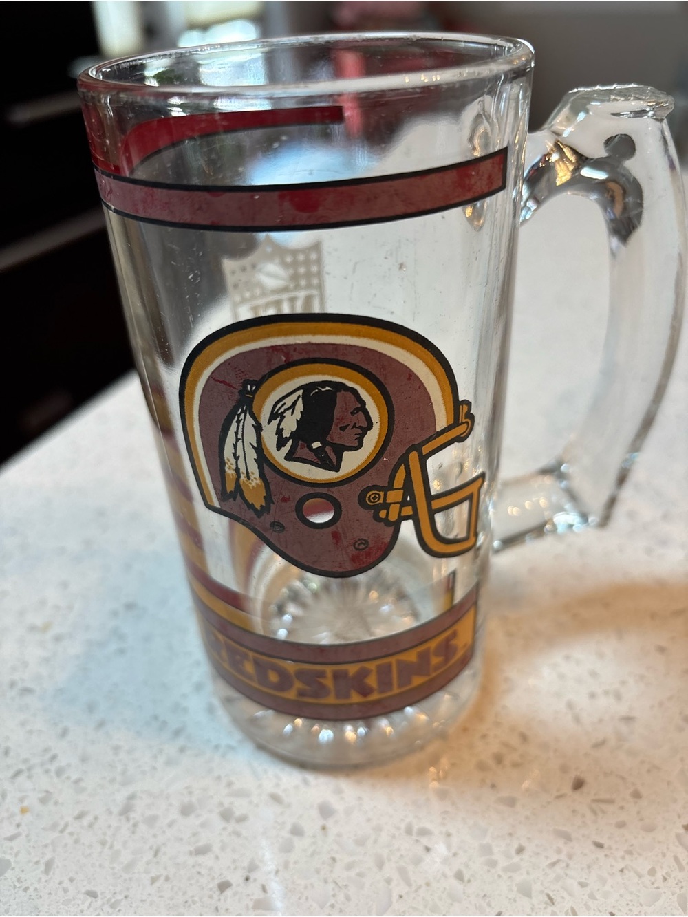 Vintage Washington Redskins NFL football glass beer mug,